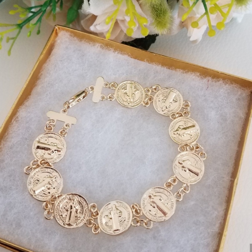 St. Benedict Medal Gold Plated Bracelet